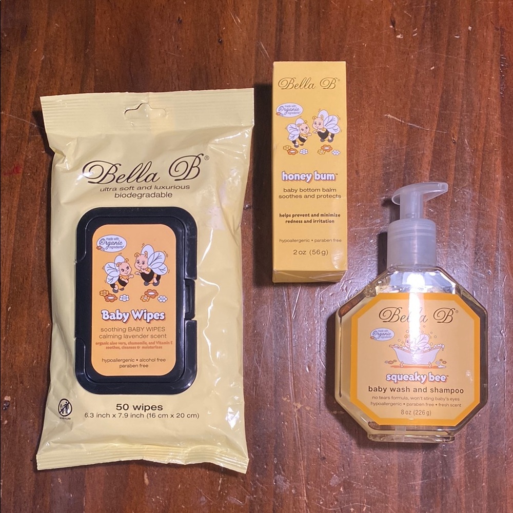 NEW BELLA B X3 SET | LAVENDER WIPES, BABY WASH/SHAMPOO, HONEY BUM BALM🌸